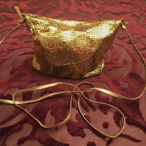 Whiting & Davis Vintage Gold Metal Mesh Small Evening Bag